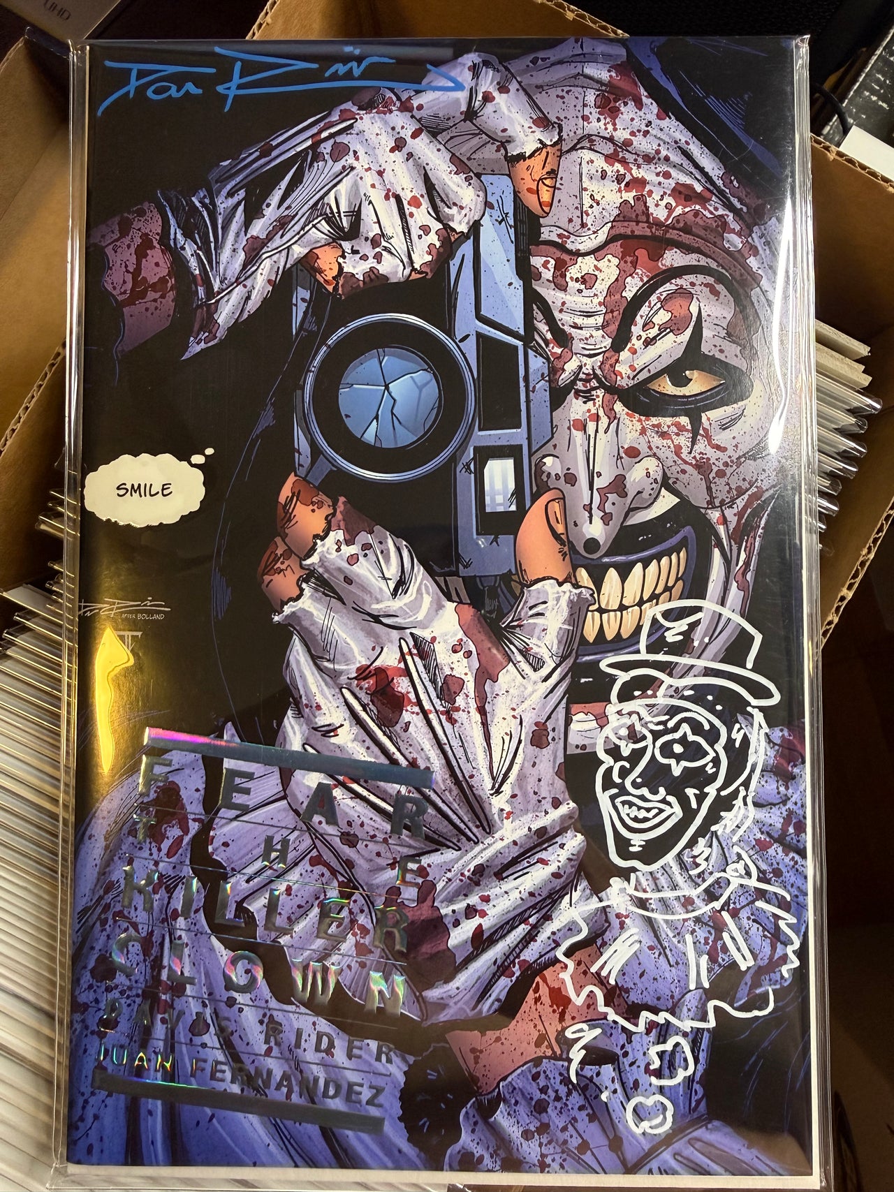 NYCC EXCLUSIVE TERRIFIER BLUE SPOT FOIL SIGNED & REMARKED BY DAVIS RIDER LTD TO 50