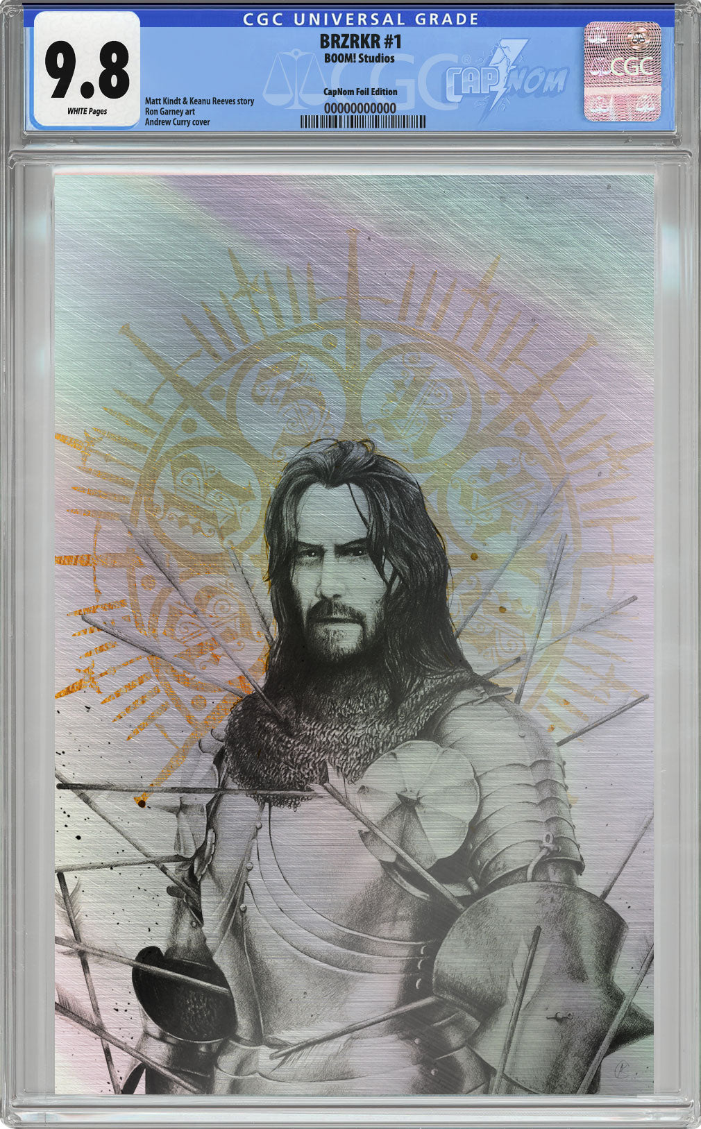 BRZRKR #1 PEN & INK FOIL COVER BY ANDREW K. CURRY CGC 9.8 BLUE LABEL