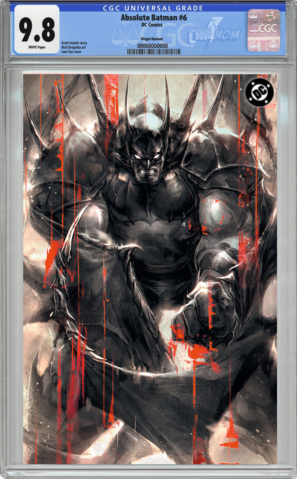 ABSOLUTE BATMAN #6 DRIP VIRGIN CGC 9.8 BLUE LABEL BY IVAN TAO C2E2 EXC