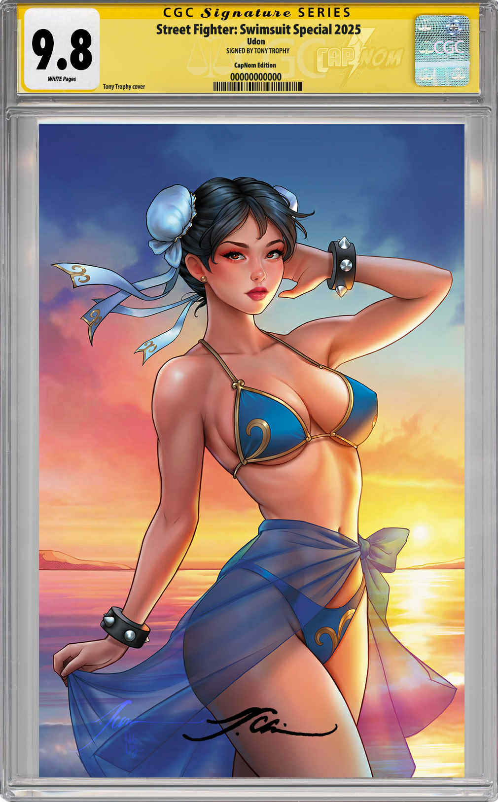 NYCC EXCLUSIVE STREET FIGHTER SWIMSUIT 25 CHUN LI TROPHY GUARANTEED CGC 9.8 SS Signed by Trophy