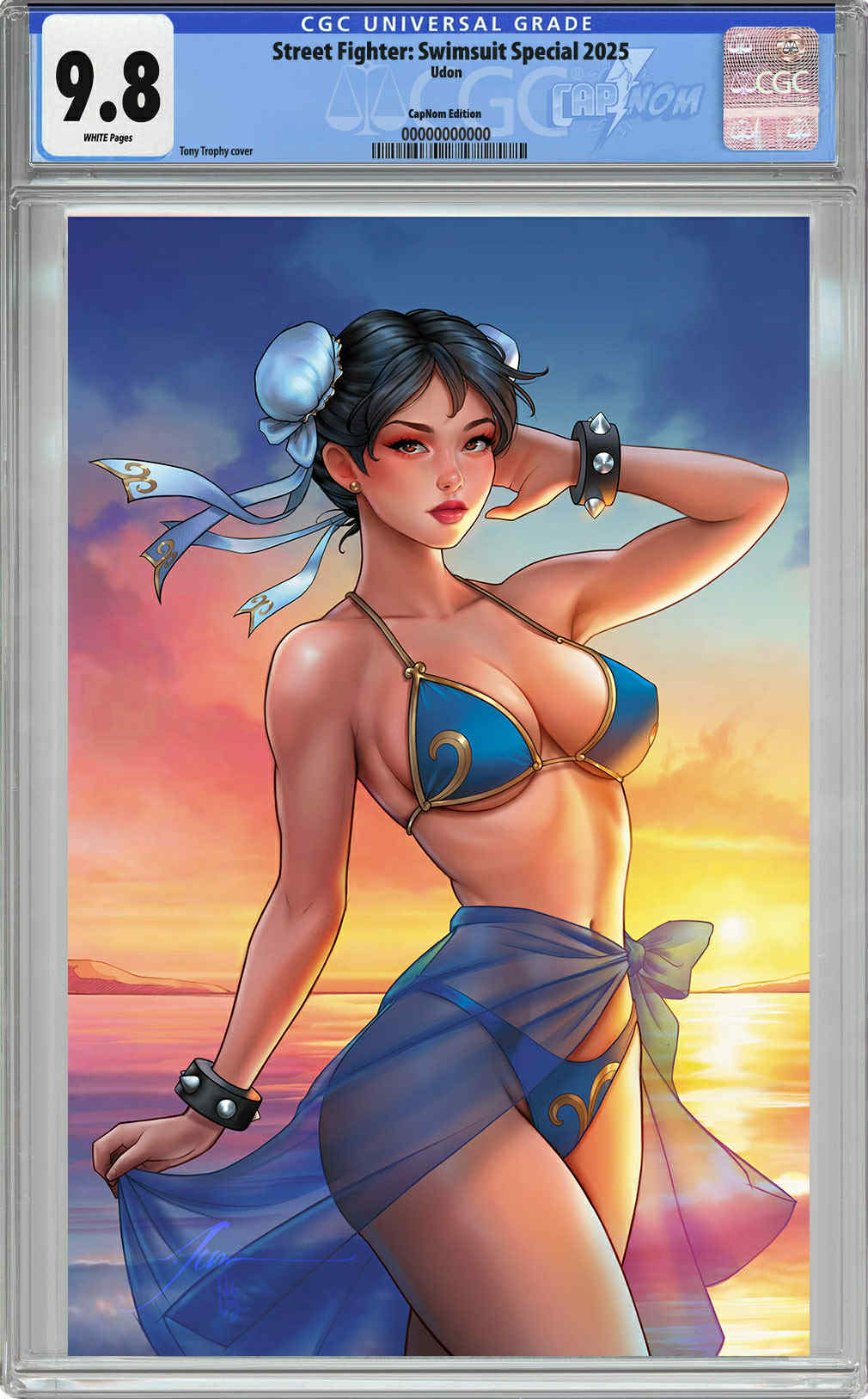 NYCC EXCLUSIVE STREET FIGHTER SWIMSUIT 25 CHUN LI TROPHY GUARANTEED CGC 9.8 Blue Label