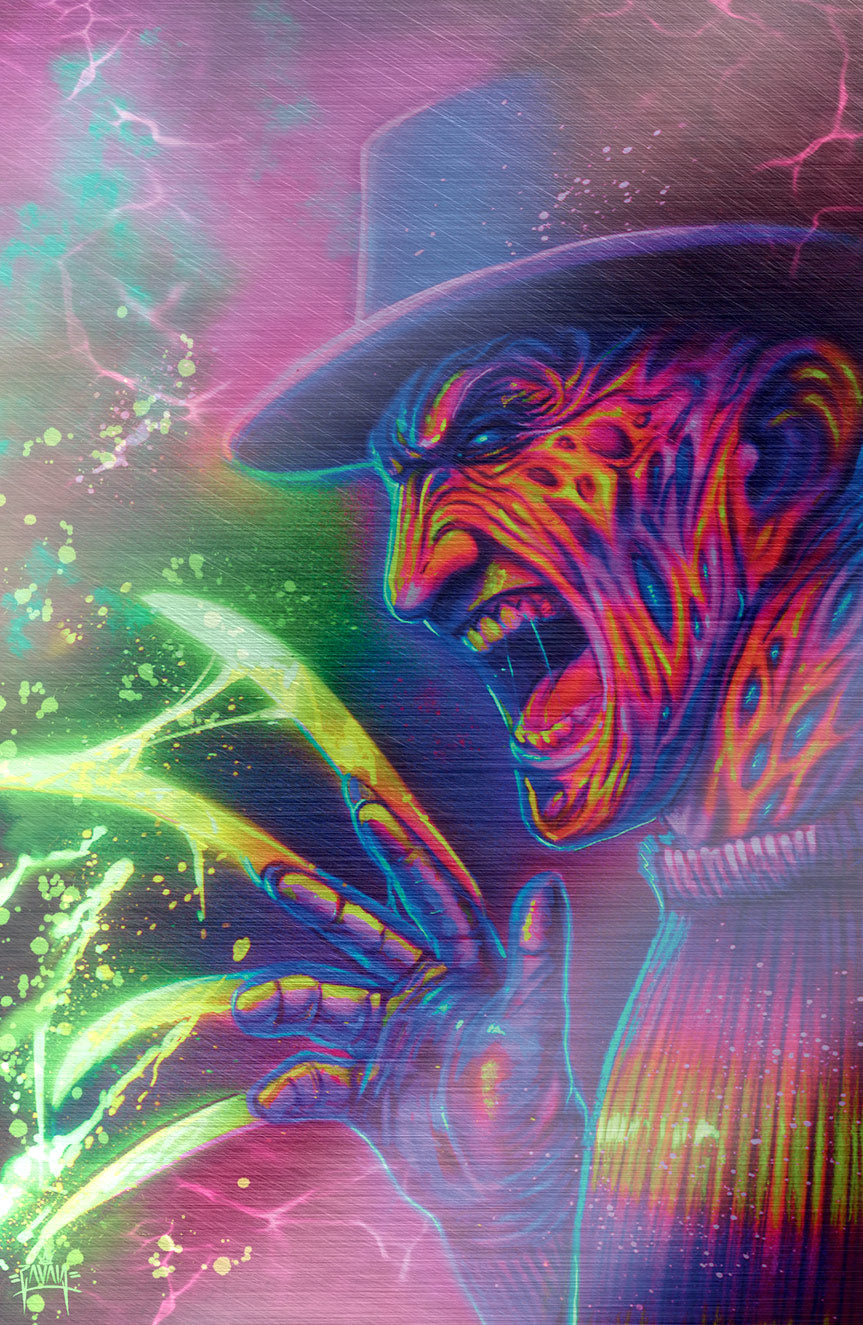 NYCC EXCLUSIVE ORBIT: BIRTH OF A SLASHER “NEON FREDDY” Ultimate Spot Foil Cover by Martin Zavala