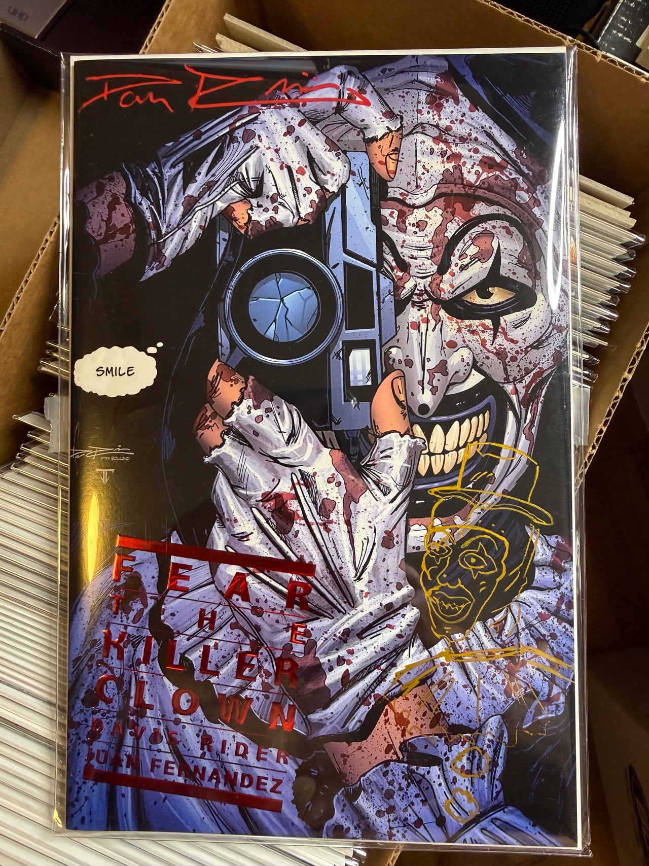 NYCC EXCLUSIVE TERRIFIER RED SPOT FOIL SIGNED AND REMARKED BY DAVIS RIDER LTD TO 30