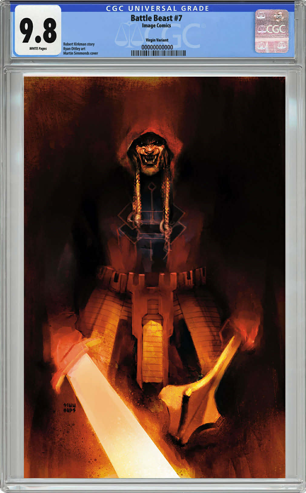 BATTLE BEAST #7 VIRGIN COVER BY MARTIN SIMMONDS MEGACON EXCLUSIVE CGC 9.8 BLUE LABEL