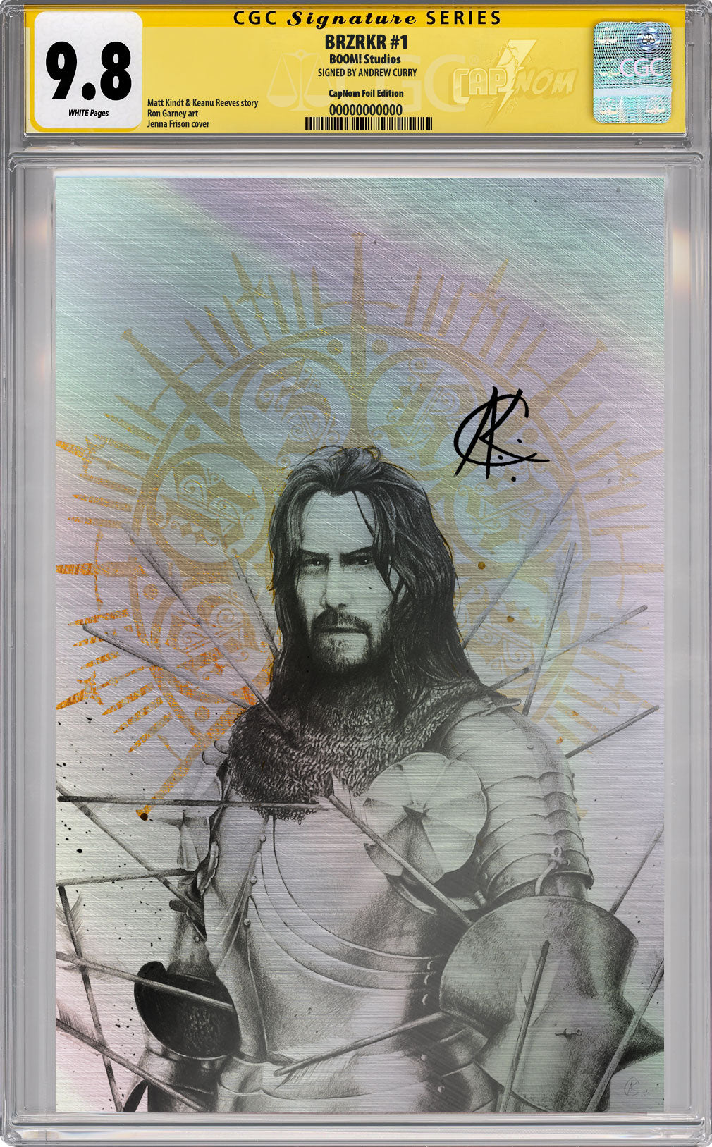 BRZRKR #1 PEN & INK FOIL COVER BY ANDREW K. CURRY CGC SIG SERIES SIGNED BY ANDREW K. CURRY