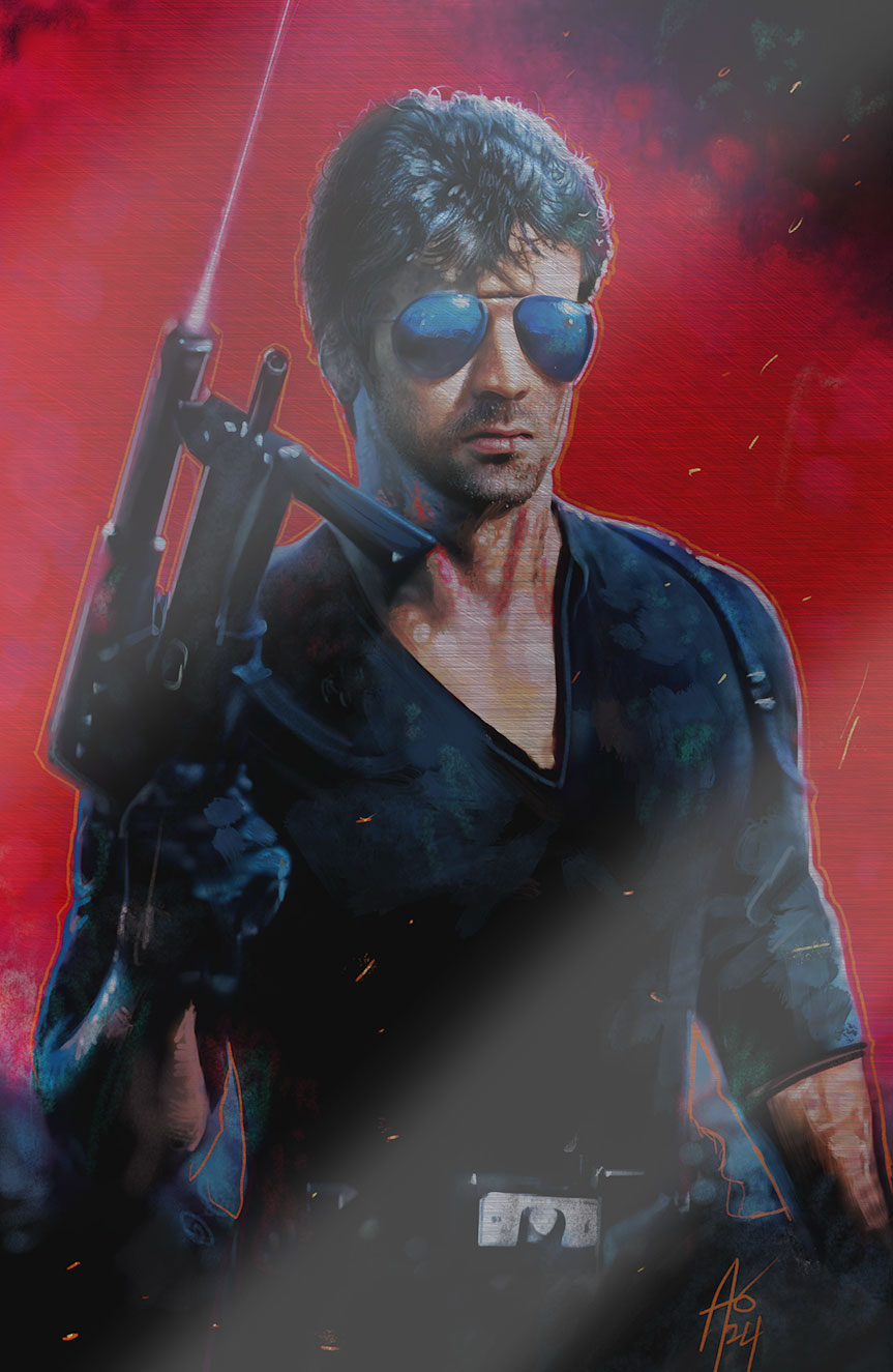 FAME: SYLVESTER STALLONE "COBRA" ULTIMATE SPOT FOIL COVER BY RUDY AO C2E2 EXCLUSIVE