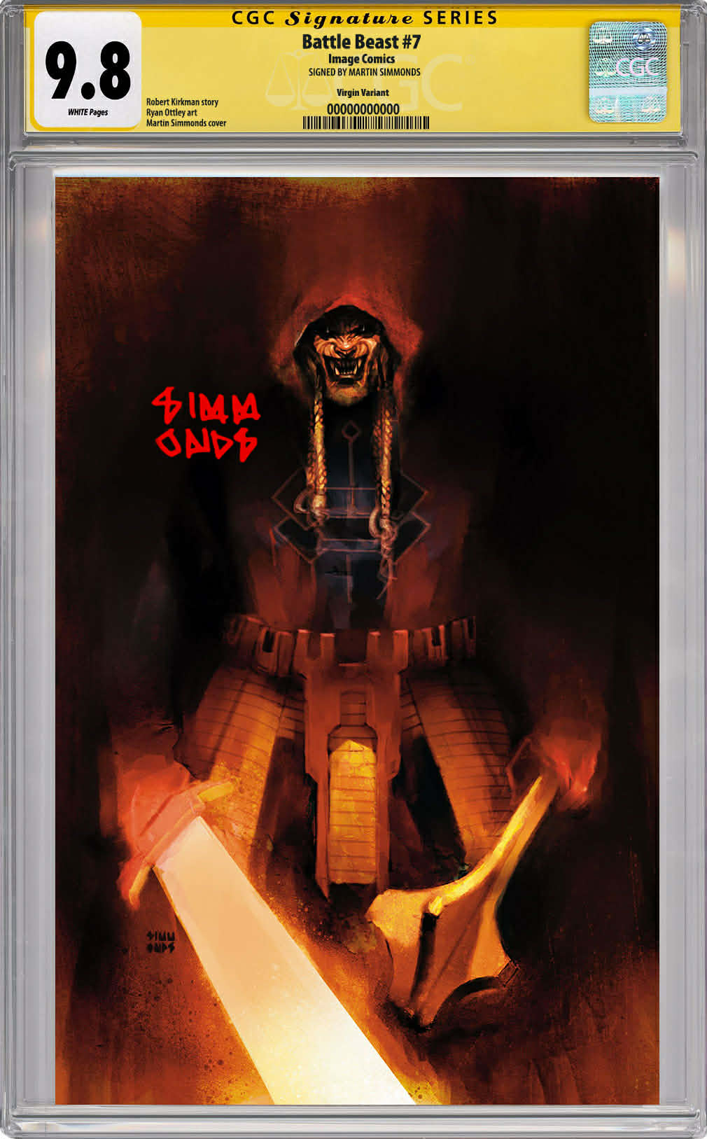 BATTLE BEAST #7 VIRGIN COVER BY MARTIN SIMMONDS MEGACON EXCLUSIVE CGC SS 9.8 SIGNED BY SIMMONDS