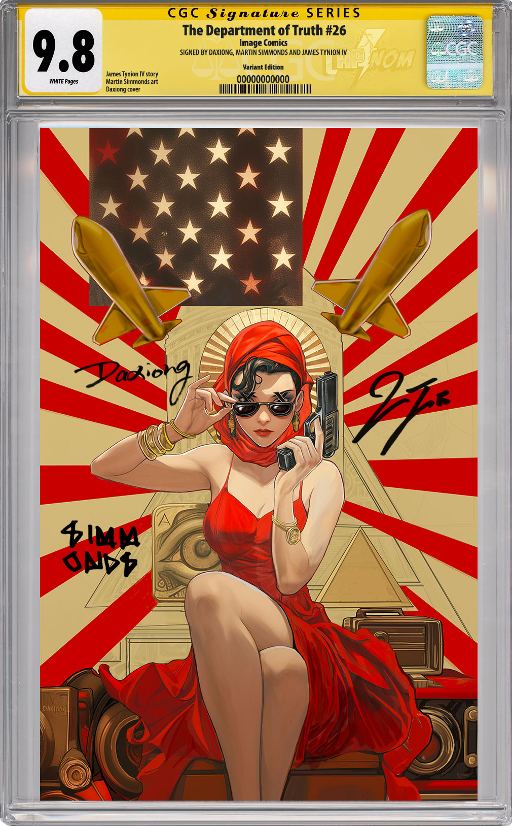 DEPARTMENT OF TRUTH #26 NYCC EXCLUSIVE VIRGIN COVER BY DAXIONG (GODSPEED) CGC SS 9.8 TRIPLE SIGNED BY DAXIONG, SIMMONDS, & TYNION