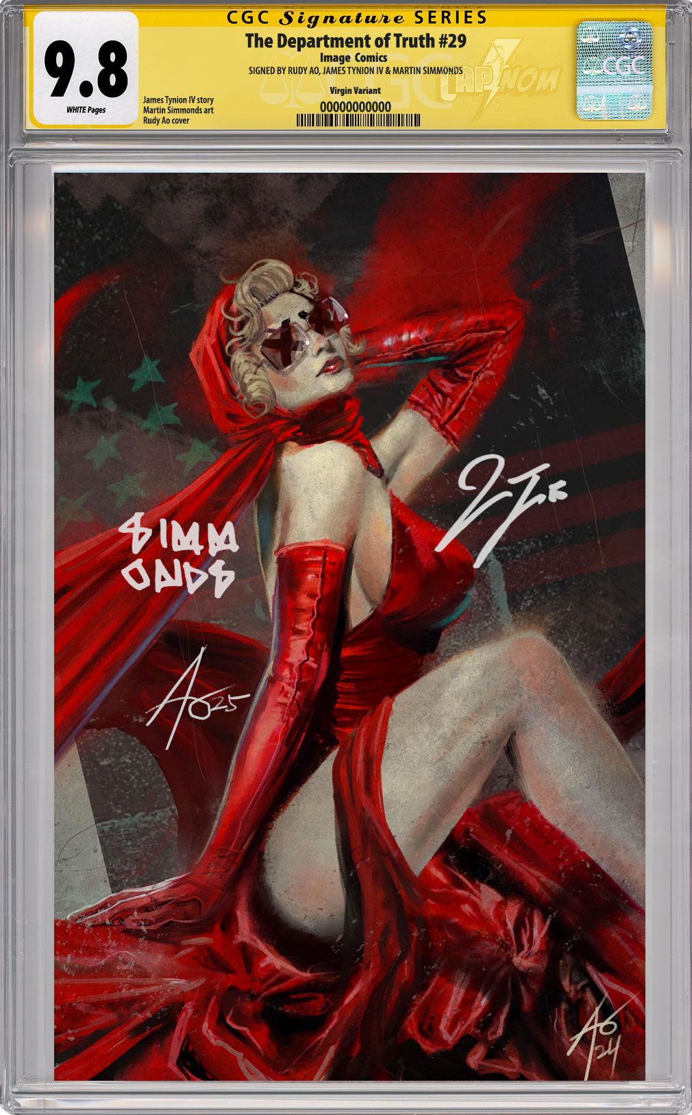 DEPARTMENT OF TRUTH #29 CGC SS 9.8 TRIPLE SIGNED BY AO, SIMMONDS AND TYNION C2E2 EXCLUSIVE