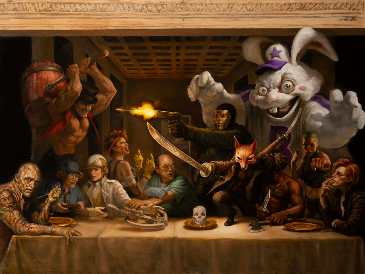 EXQUISITE CORPSES #13 VIRGIN WRAPAROUND COVER BY DOWNTOWN DAVINCI “THE LAST SUPPER” RAW SIGNED