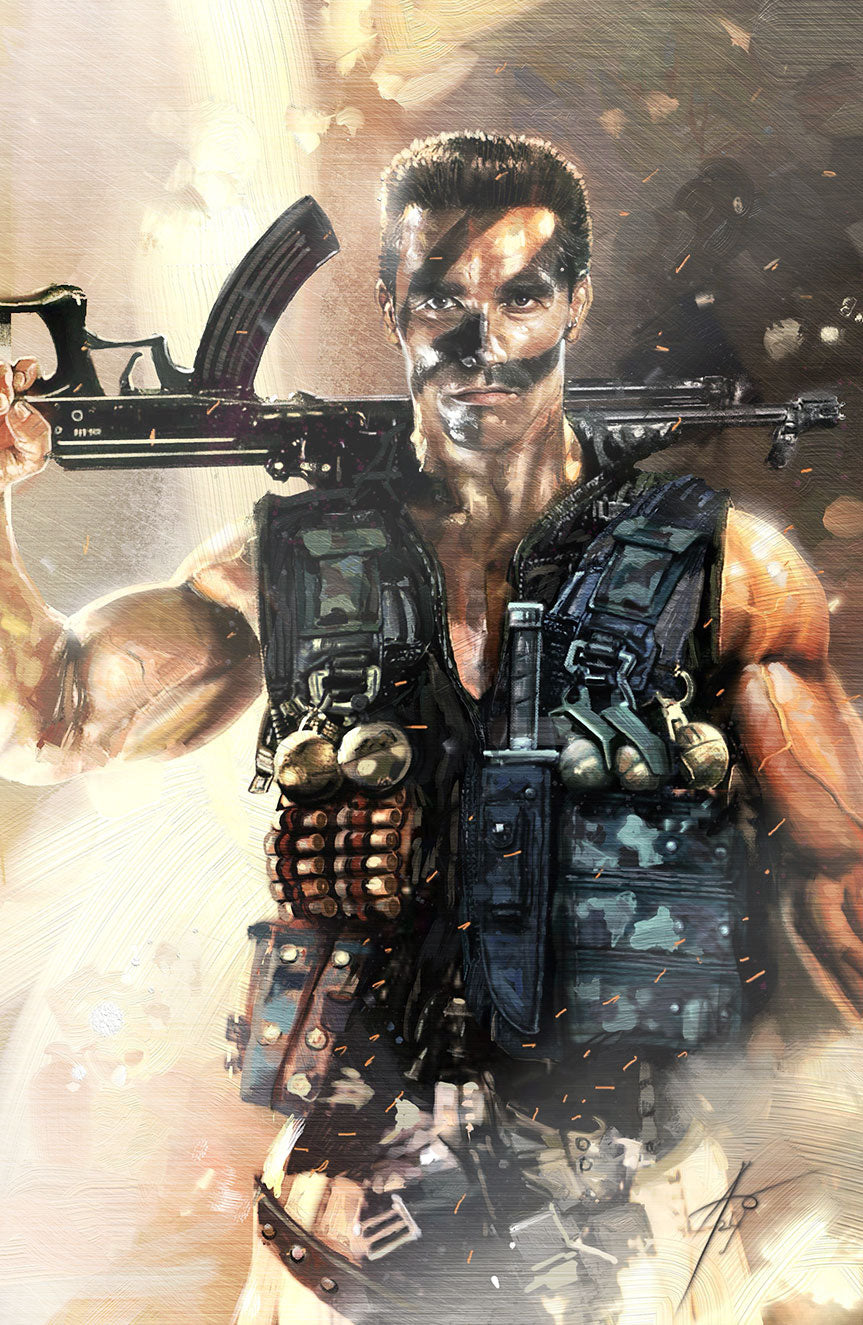 FAME: ARNOLD SCHWARZENEGGER MEGACON EXCLUSIVE COMMANDO FOIL COVER BY RUDY AO