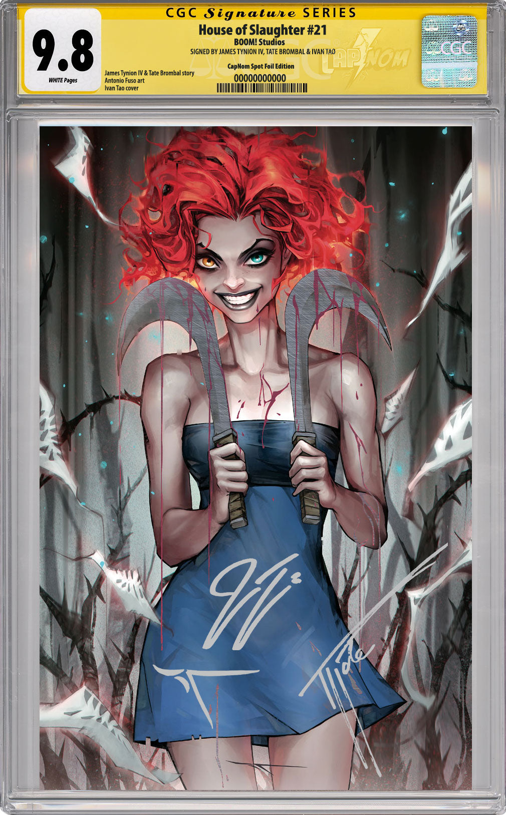 HOUSE OF SLAUGHTER #21 C2E2 Exclusive Virgin Spot UV Cover CGC SS 9.8 SIGNED BY IVAN TAO, TYNION & TATE BROMBAL