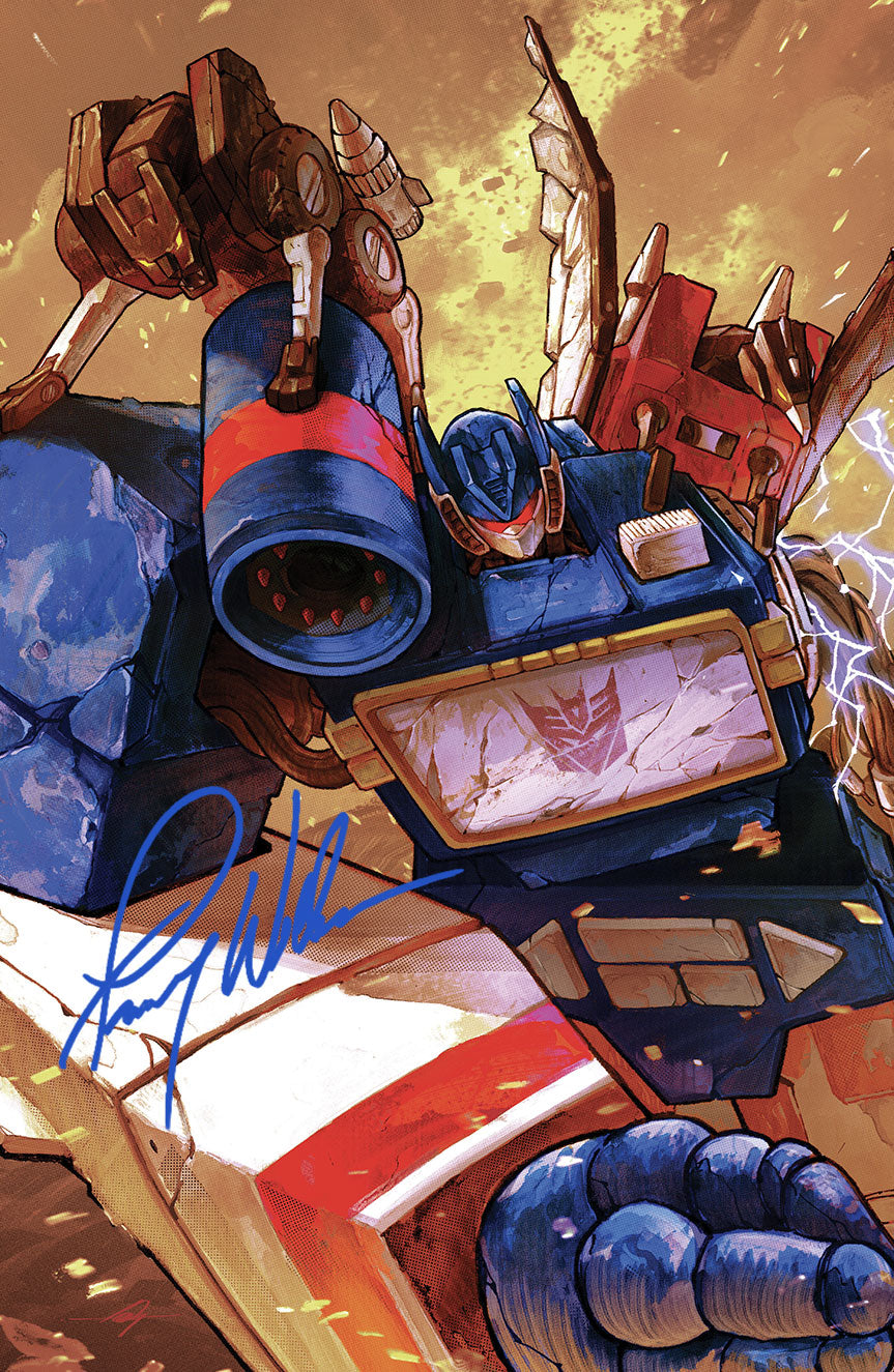 NYCC EXCLUSIVE TRANSFORMERS #1 14th Printing Virgin Cover by Warrick Wong RAW Signed by Frank Welker