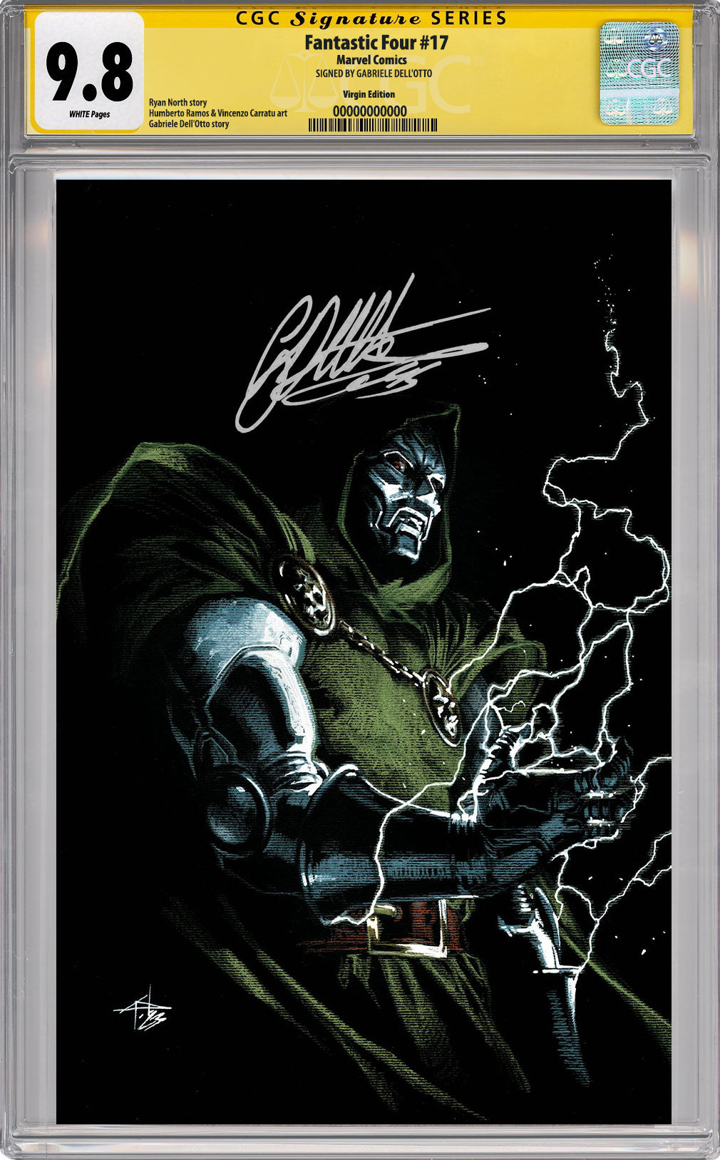 NYCC EXCLUSIVE FANTASTIC FOUR #17 “DOOMSDAY” TRADE & VIRGIN SET Cover by Gabrielle Dell Otto CGC SS 9.8 SET SIGNED BY DELL OTTO