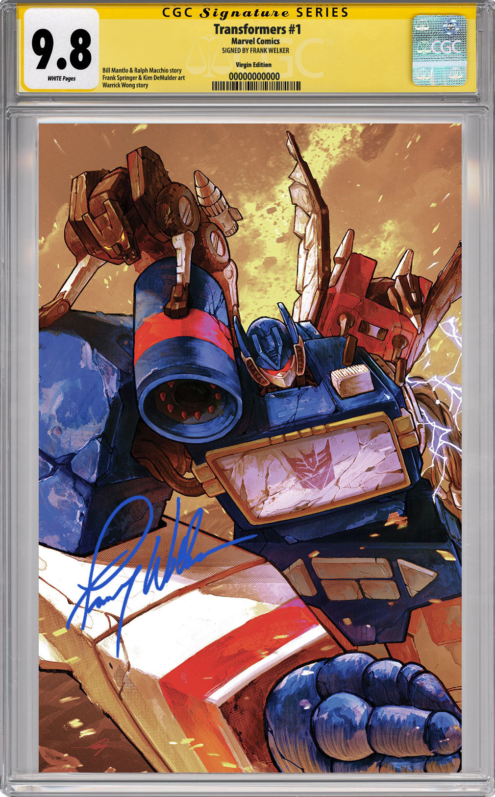 NYCC EXCLUSIVE TRANSFORMERS #1 14th Printing Cover by Warrick Wong CGC SS 9.8 Signed by Frank Welker