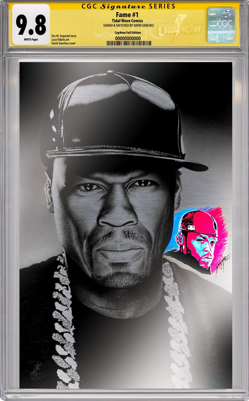 50 CENT FAME C2E2 Exclusive CGC SS 9.8 Virgin Foil Cover Signed and Color Remark by David Sanchez