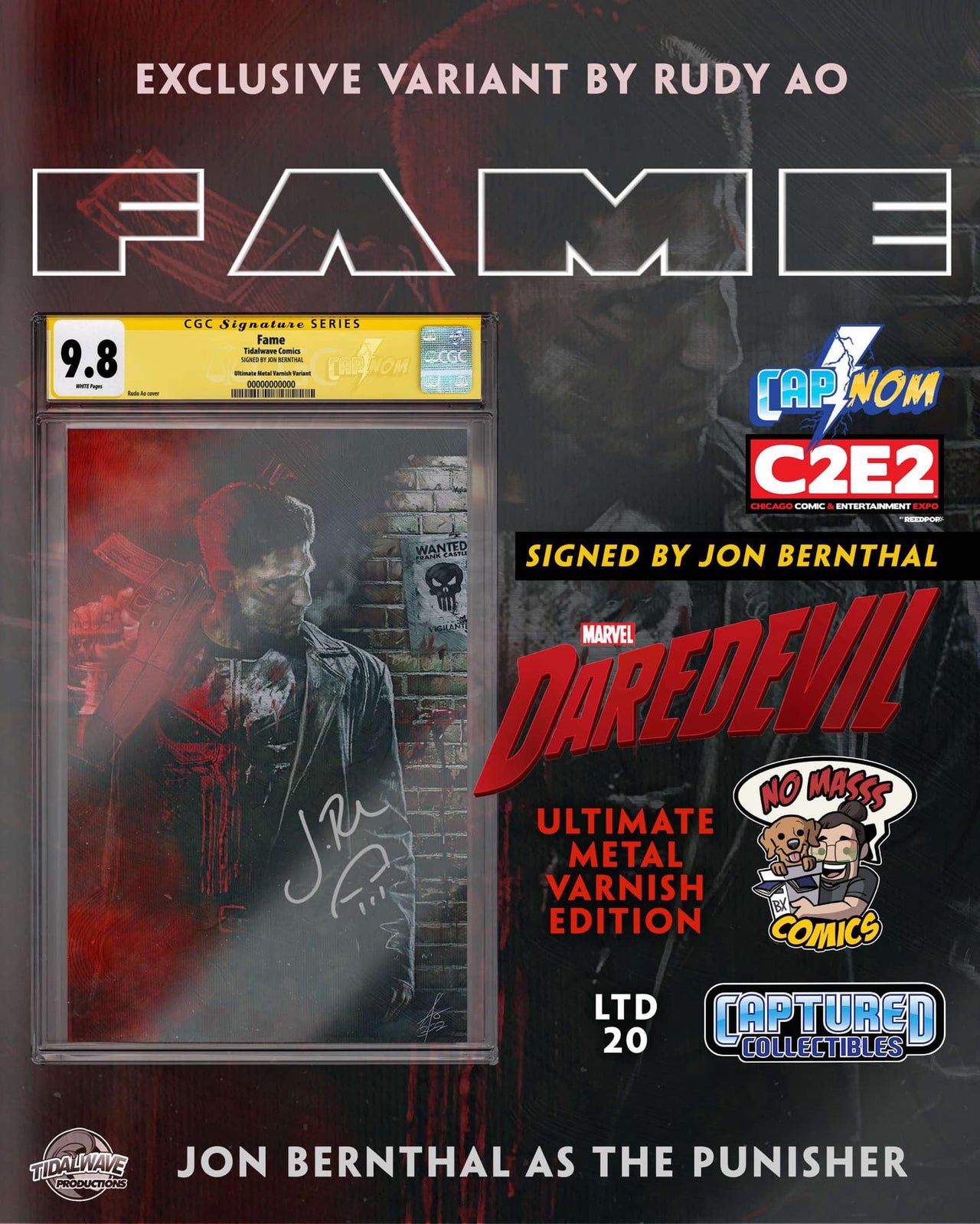 Fame:  Charlie Cox Punisher Edition “Off the Wall” Metal CGC SS 9.8 Signed by Jon Bernthal