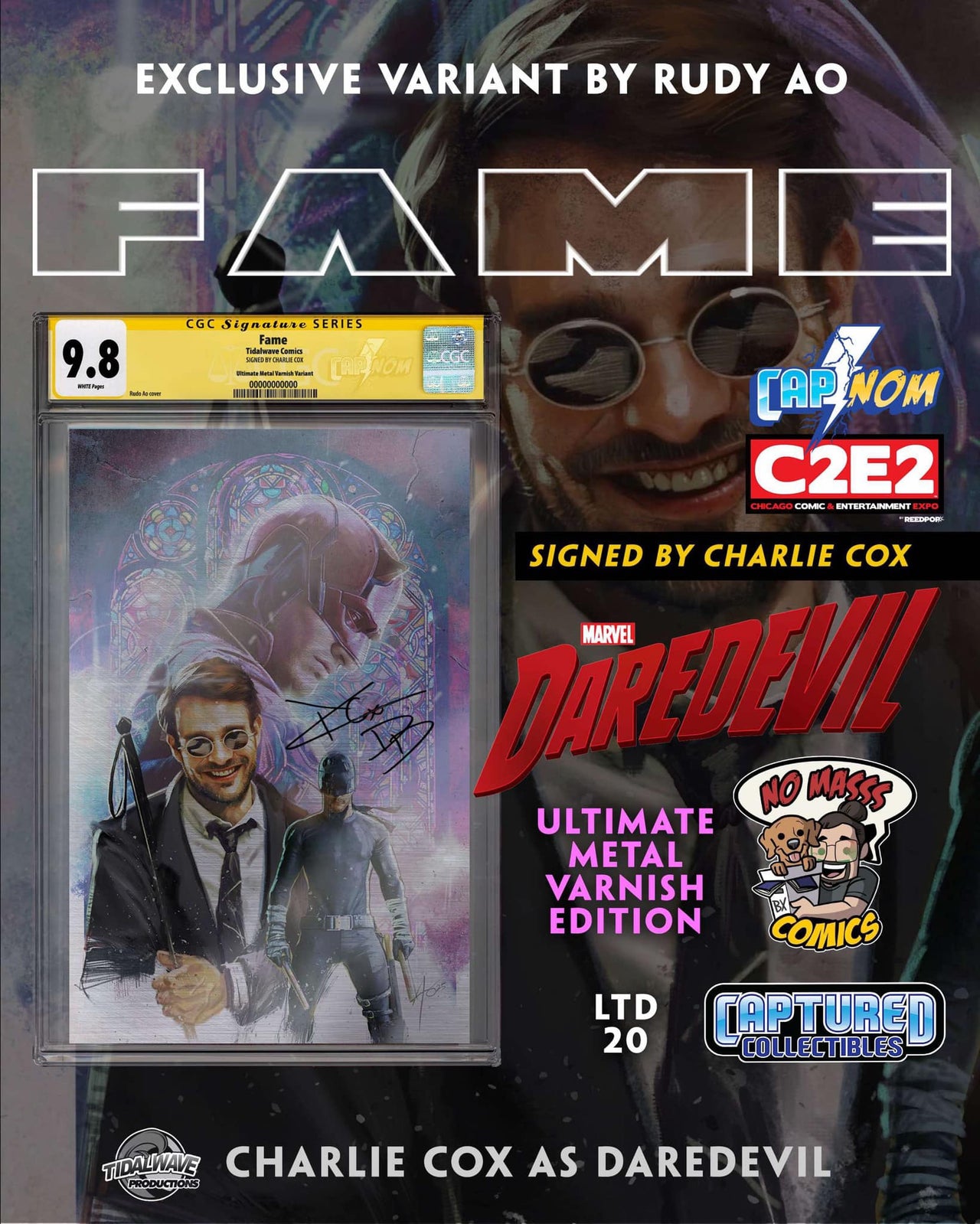 Fame: Charlie Cox Daredevil “Take me to Church” Metal CGC SS 9.8 Signed by Charlie Cox