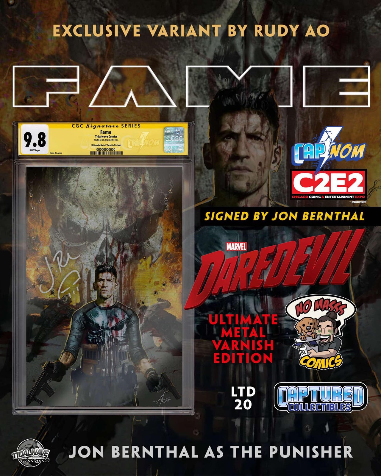 Fame: Charlie Cox Punisher “Bloody Skull” Metal CGC SS 9.8 Signed by Jon Bernthal