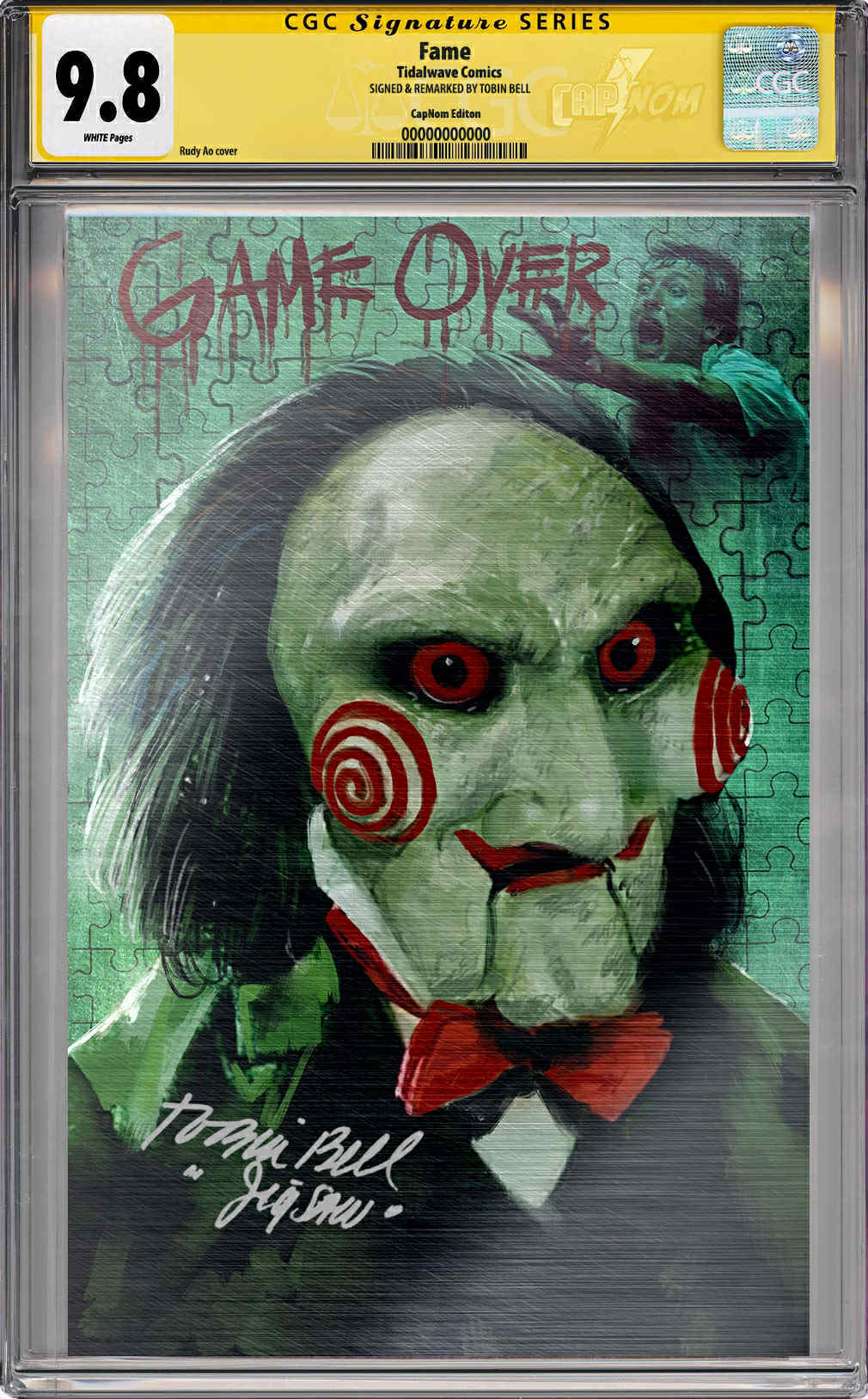ORBIT: BIRTH IF A SLASHER SAW “GAME OVER” Cover by Rudy Ao CGC SS 9.8 SIGNED BY TOBIN BELL