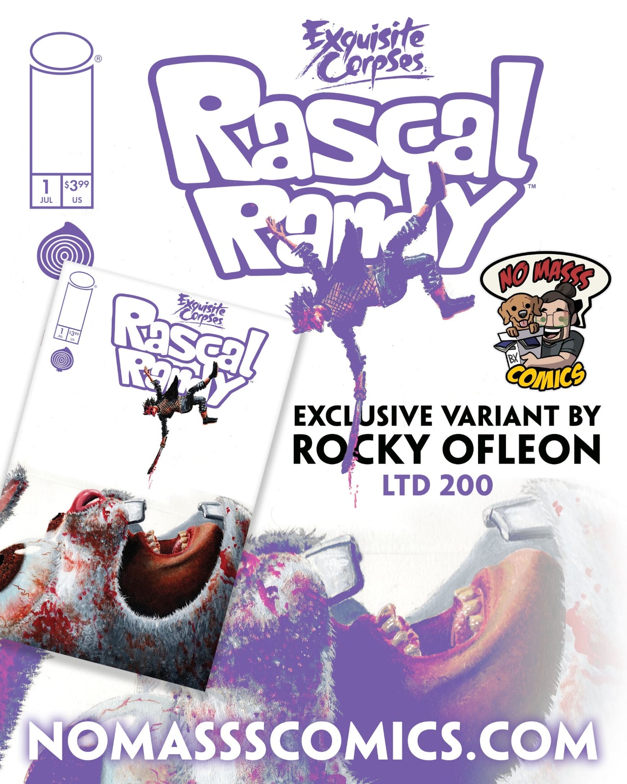 EXQUISITE CORPSES: RASCAL RANDY #1 VIRGIN COVER BY ROCKY OFLEON “Venom Homage”