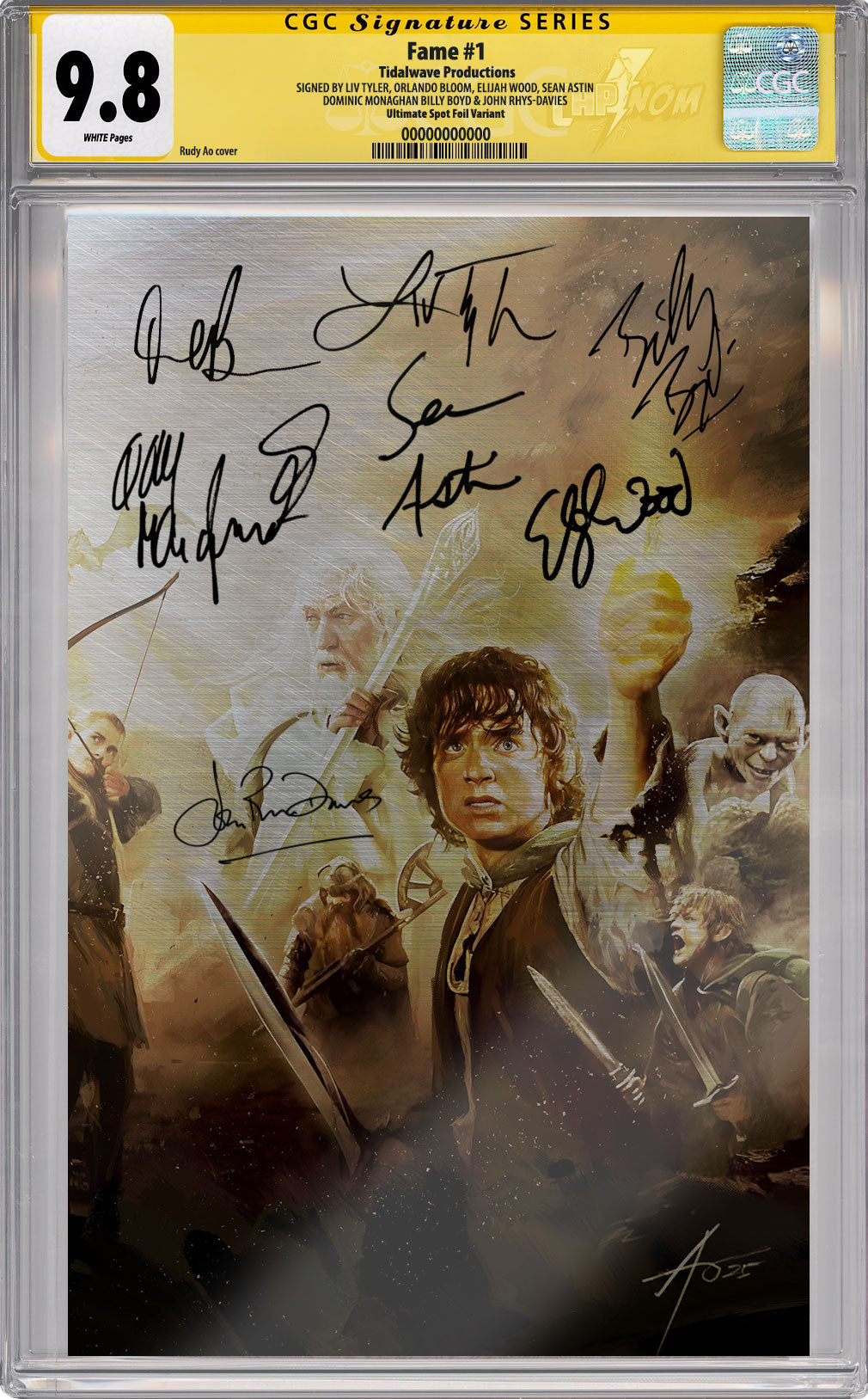 TRIBUTE: J.R.R.TOLKEIN "LOTR WRAPAROUND" CGC SS 9.8 SEVEN TIMES SIGNED BY ORLANDO BLOOM, LIV TYLER, ELIJAH WOOD, SEAN AUSTIN, DOMINIC MANAGHAN, BILLY BOYD & JOHN RHYS-DAVIES C2E2 EXCLUSIVE
