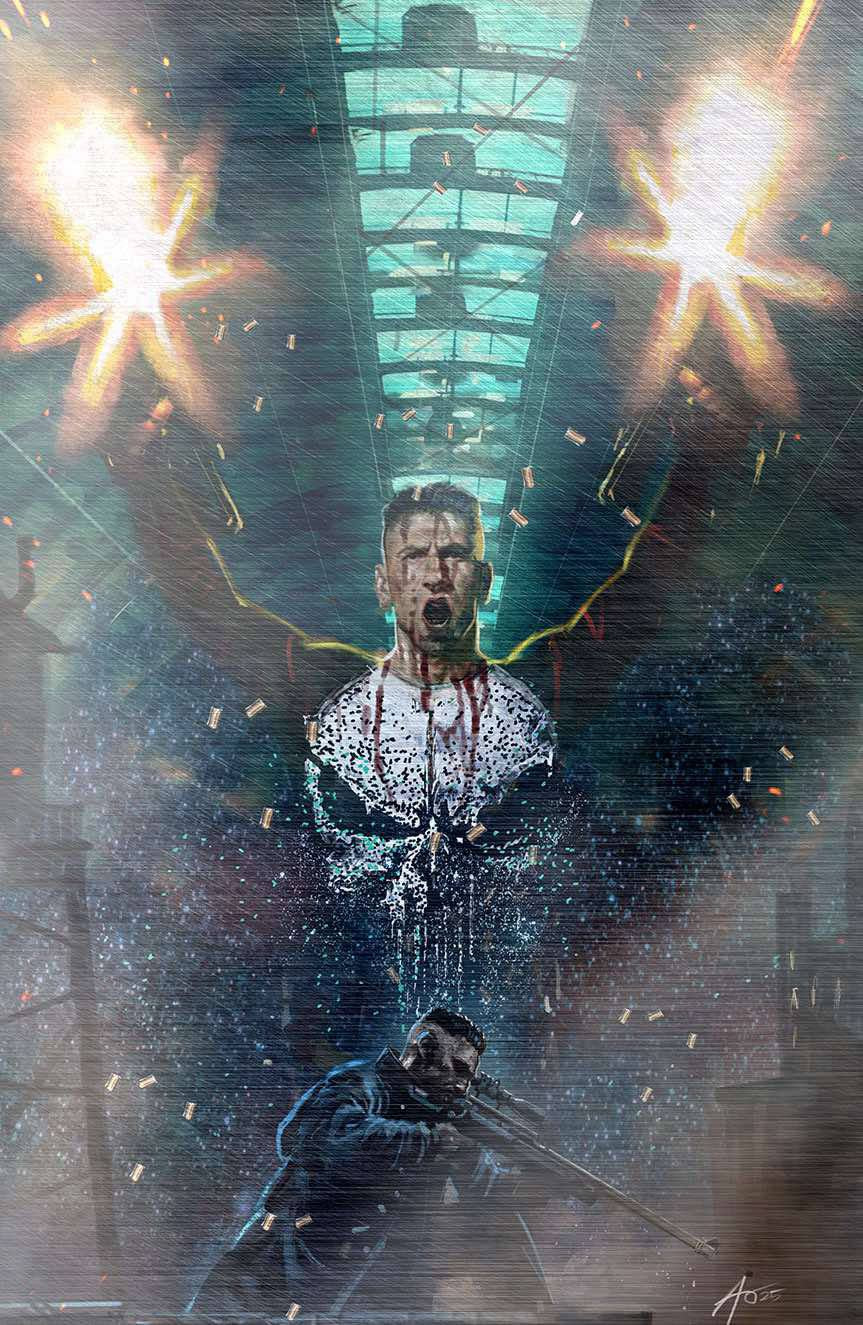 Fame: Charlie Cox "Punisher - All Out War" SECRET DROP Spot Foil Cover by Rudy Ao Dallas Fan Expo Exclusive