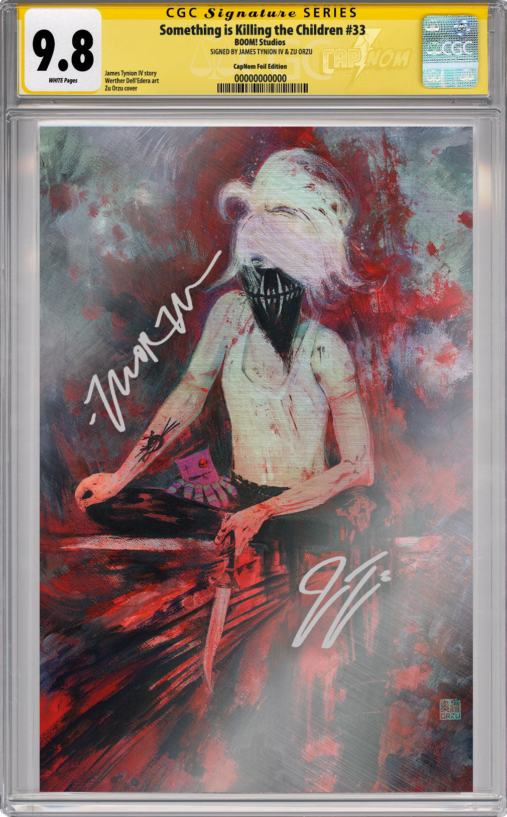 SOMETHING IS KILLING THE CHILDREN #33 FOIL COVER BY ZU ORZU CGC SIG SERIES DOUBLED SIGNED BY ZU & TYNION