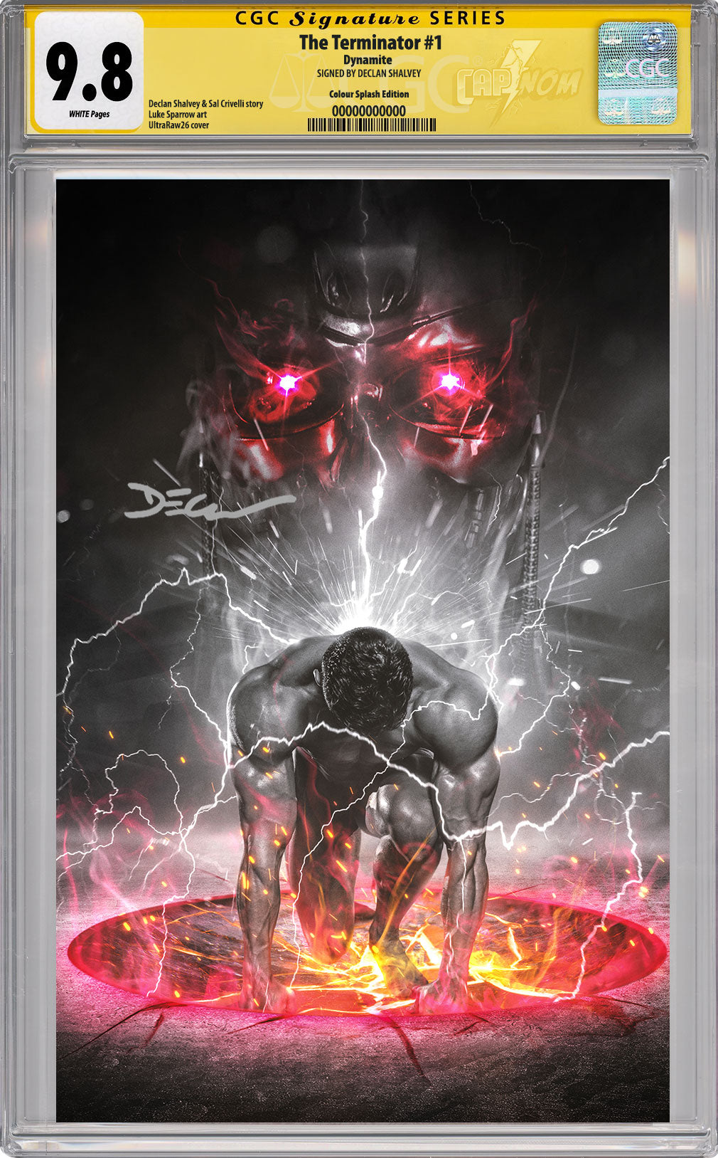 TERMINATOR #1 NYCC EXCLUSIVE COLOR SPLASH VIRGIN COVER BY ULTRARAW CGC SS 9.8 SIGNED BY DECLAN SHALVEY