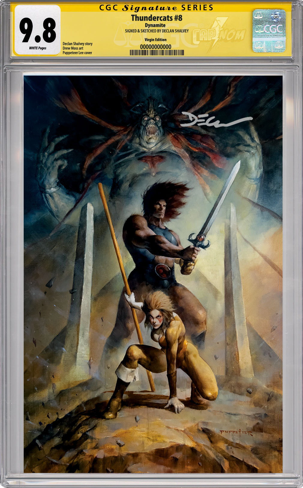 THUNDERCATS #8 NYCC EXCLUSIVE VIRGIN EXCLUSIVE BY PUPPETEER LEE CGC SS 9.8 SIGNED BY DECLAN SHALVEY