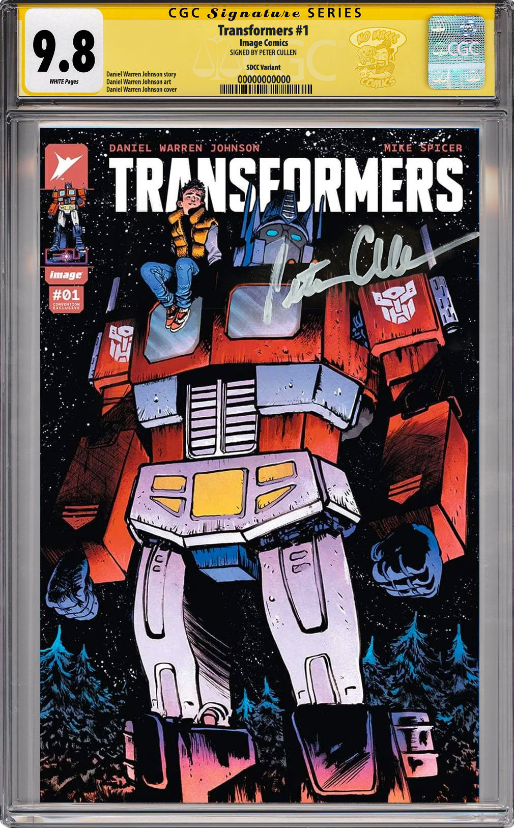SDCC TRANSFORMERS #1 ASHCAN SIGMED BY PETER CULLEN CGC SS YELLOW LABEL