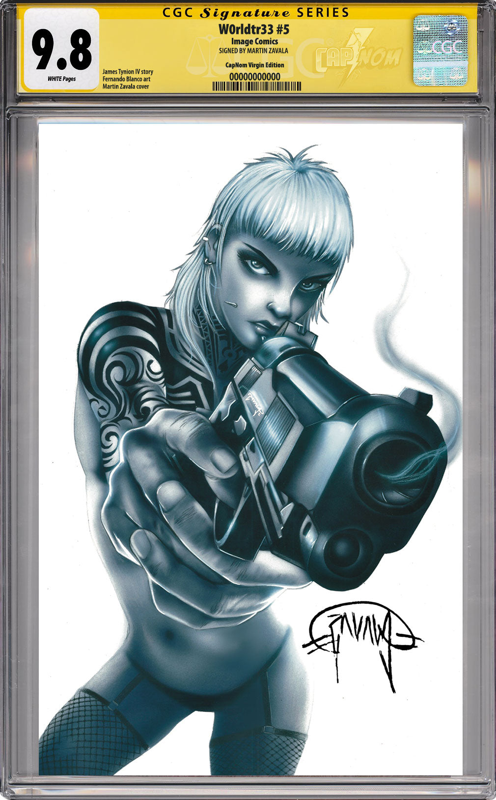 WORLDTR33 #5 VIRGIN COVER BY MARTIN ZAVALA CGC SIGNED YELLOW LABEL