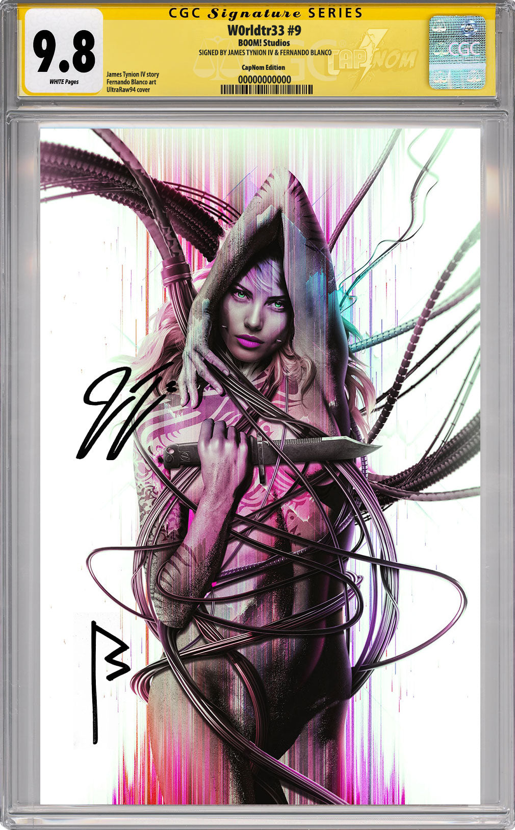 W0RLDTR33 #9 C2E2 Exclusive Virgin Cover "GLITCH" CGC SS 9.8 SIGNED BY TYNION & BLANCO
