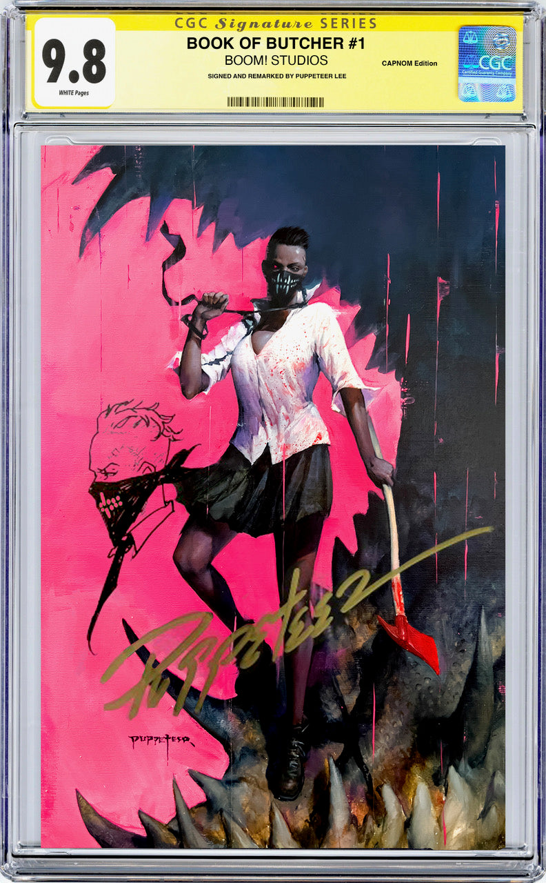 Book of Butcher #1 CGC SS 9.8 Megacon Exclusive Virgin Cover Signed and Remarked by Puppeteer Lee